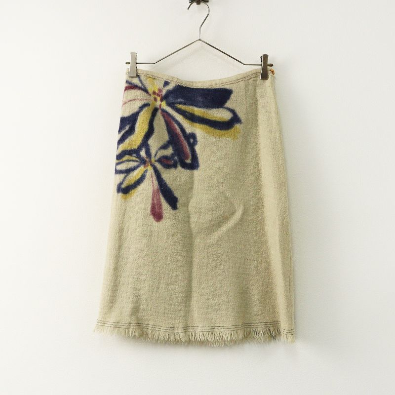 パラスパレス pal'las palace バンブーボタン付 花柄 縮絨ウール 台形