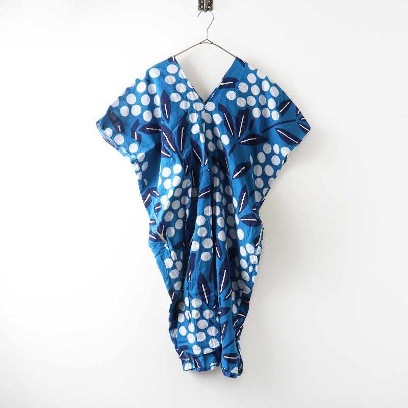 ソウソウ SOU SOU 京都 知多木綿 貫頭衣 長方形衣 南天竹 青┃日本製