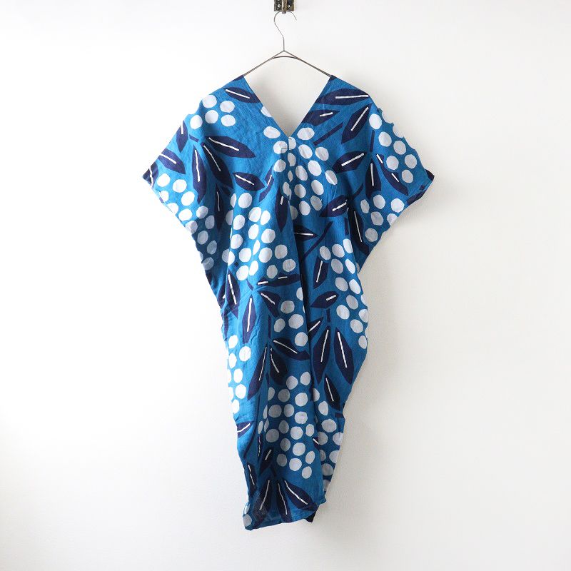 ソウソウ SOU SOU 京都 知多木綿 貫頭衣 長方形衣 南天竹 青┃日本製