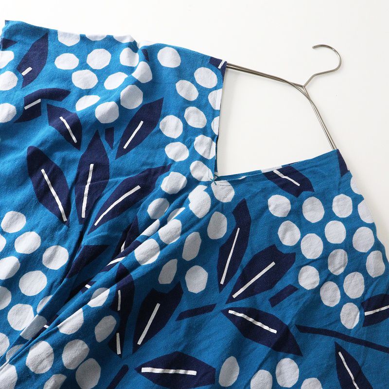 ソウソウ SOU SOU 京都 知多木綿 貫頭衣 長方形衣 南天竹 青┃日本製