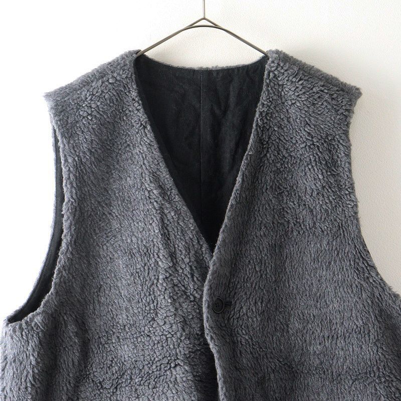 2022AW ネストローブ nest Robe ウールボアロングベスト F｜グレー  トップス ジレ アウター ノースリーブ【2400014837995】 2022AW ネストローブ nest Robe ウールボアロングベスト F｜グレー