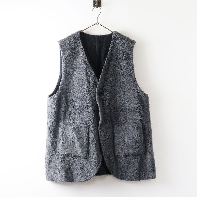 2022AW ネストローブ nest Robe ウールボアロングベスト F｜グレー  トップス ジレ アウター ノースリーブ【2400014837995】 2022AW ネストローブ nest Robe ウールボアロングベスト F｜グレー