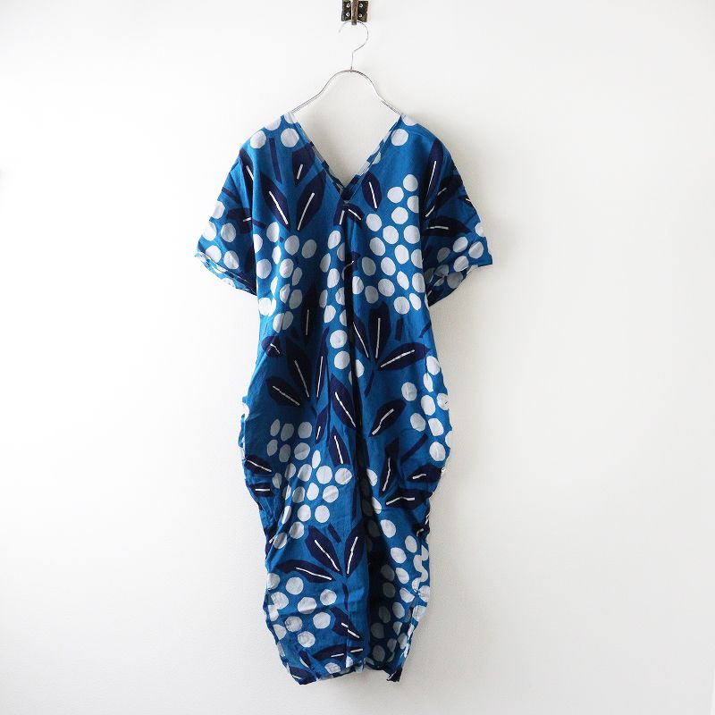 ソウソウ SOU SOU 京都 知多木綿 貫頭衣 長方形衣 南天竹 青┃日本製