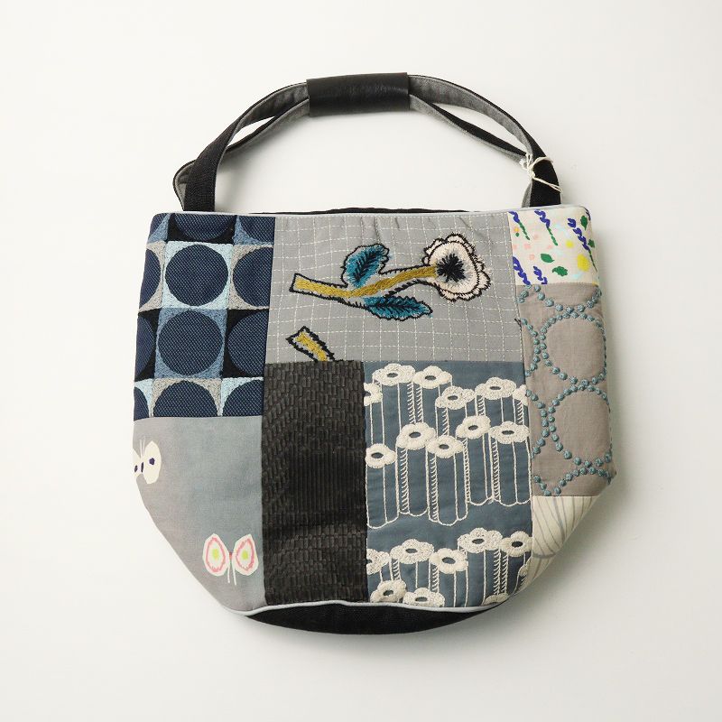 美品 ミナペルホネン mina perhonen piece bucket bag gray mix ピース