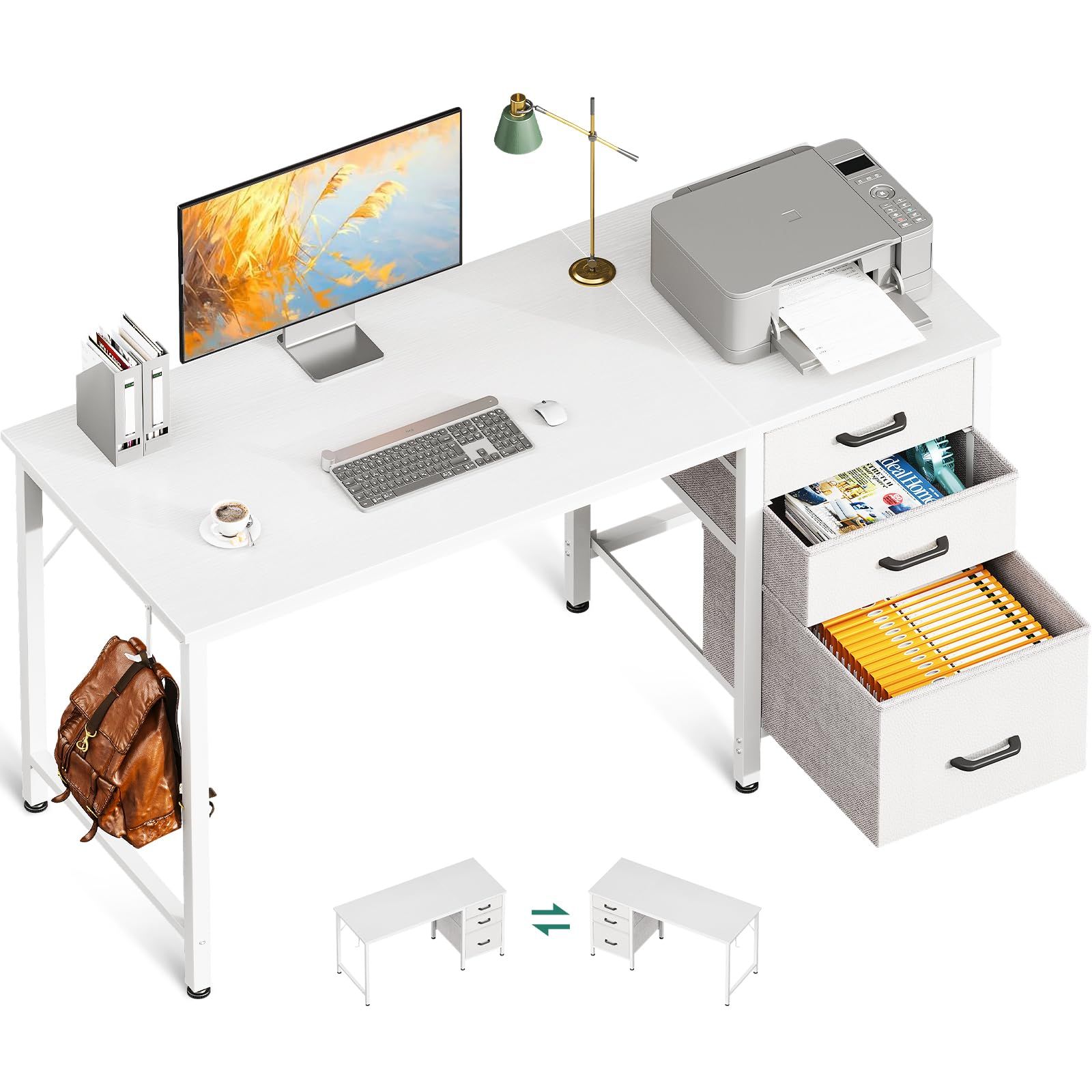 ◇AODK デスク 机 pcデスク 引き出し3杯付き 幅120cm ゲーミングデスク