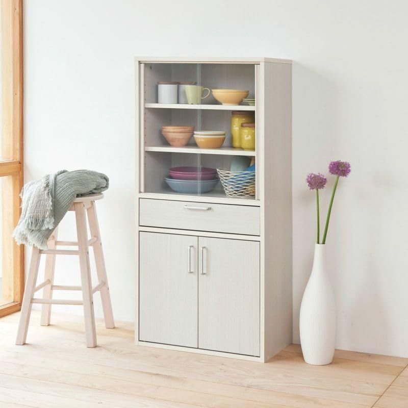 ◇白井産業 食器棚 カップボード キッチン収納 ガラスキャビネット