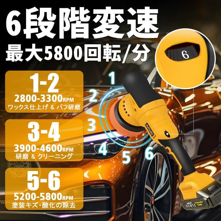 ポリッシャー 車 ダブルアクション コードレス 電動ポリッシャー 充電