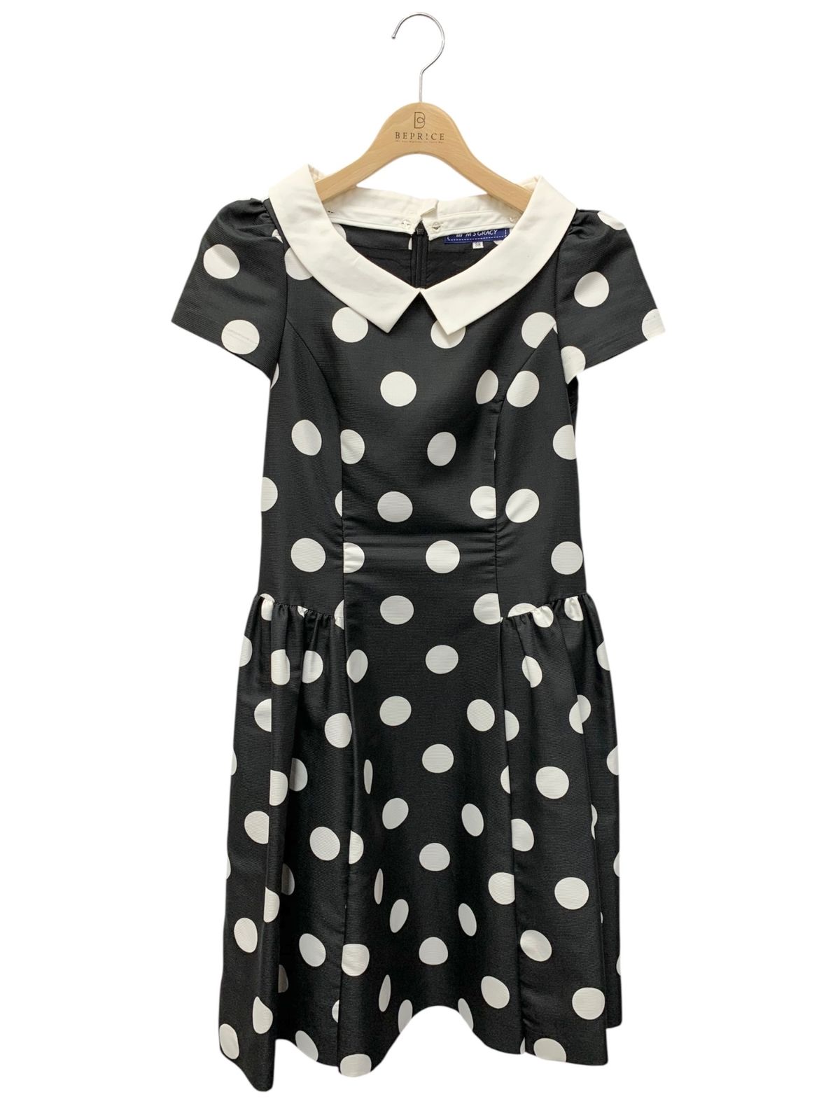 エムズグレイシー 421375 ワンピース 38 ブラック 水玉 ITIFH9U35K6O
