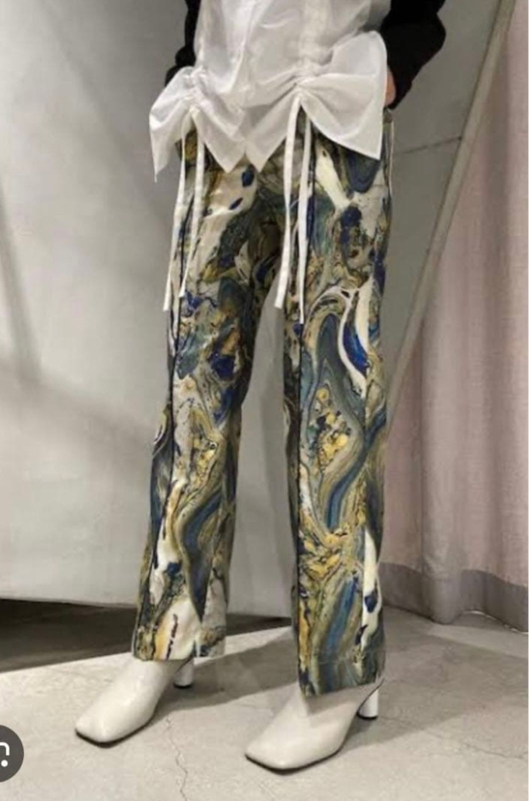 美品✨ UN3D． アンスリード マーブルアートパンツ 水彩画風パンツ 38