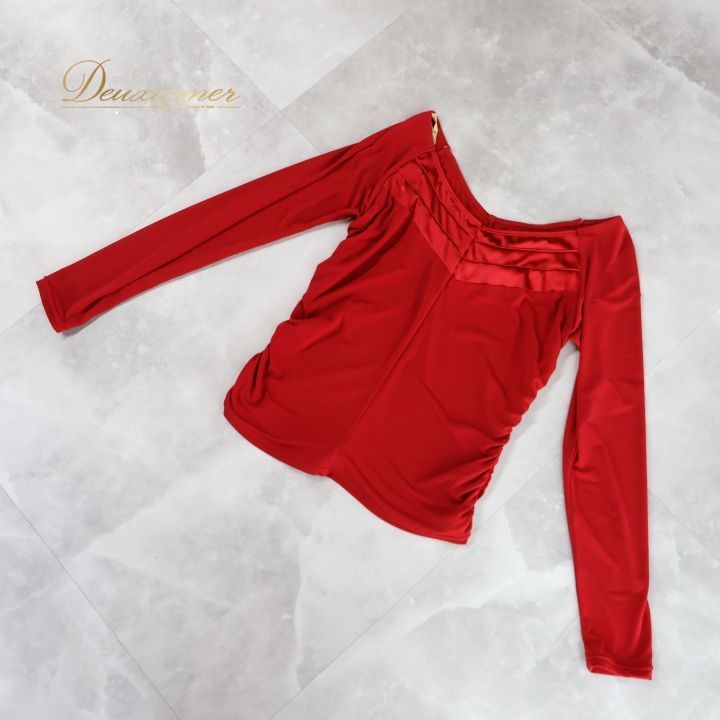 社交ダンス 衣装 トップス ブラウス レッド系 チャコット Chacott 練習