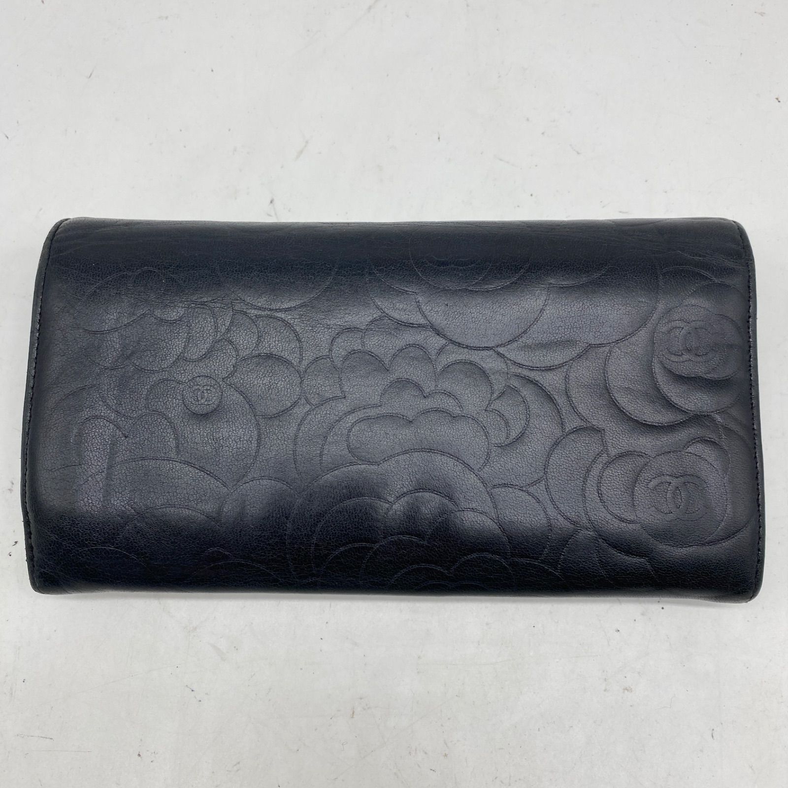 シャネル 長財布 2つ折り ココマーク カメリア 黒 札入れ カード GB268