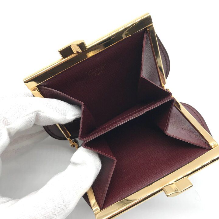超美品 Cartier カルティエ マストライン 財布 がま口 小銭入れ レザー
