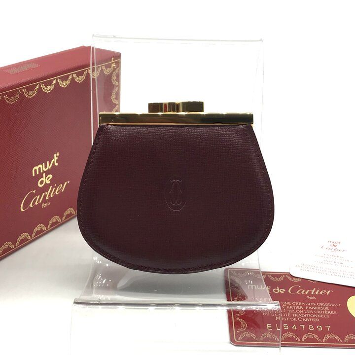 超美品 Cartier カルティエ マストライン 財布 がま口 小銭入れ レザー