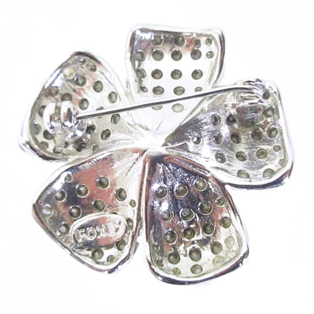 フォクシー FOXEY フラワーモチーフ ブローチ ラインストーン ビジュー