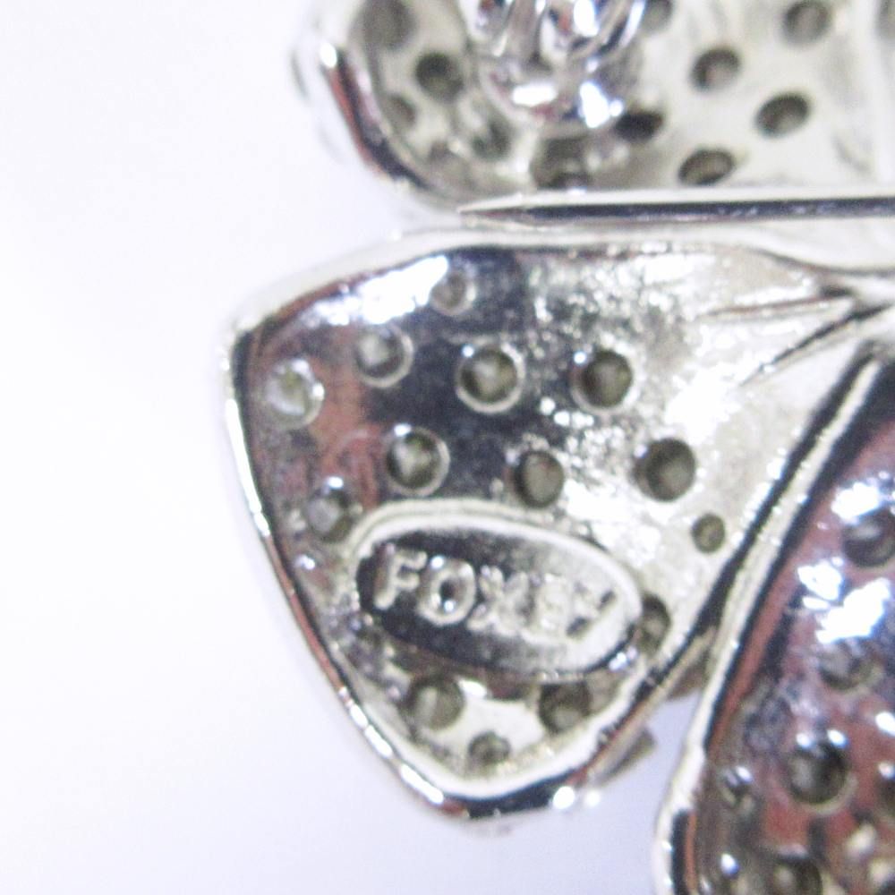 フォクシー FOXEY フラワーモチーフ ブローチ ラインストーン ビジュー