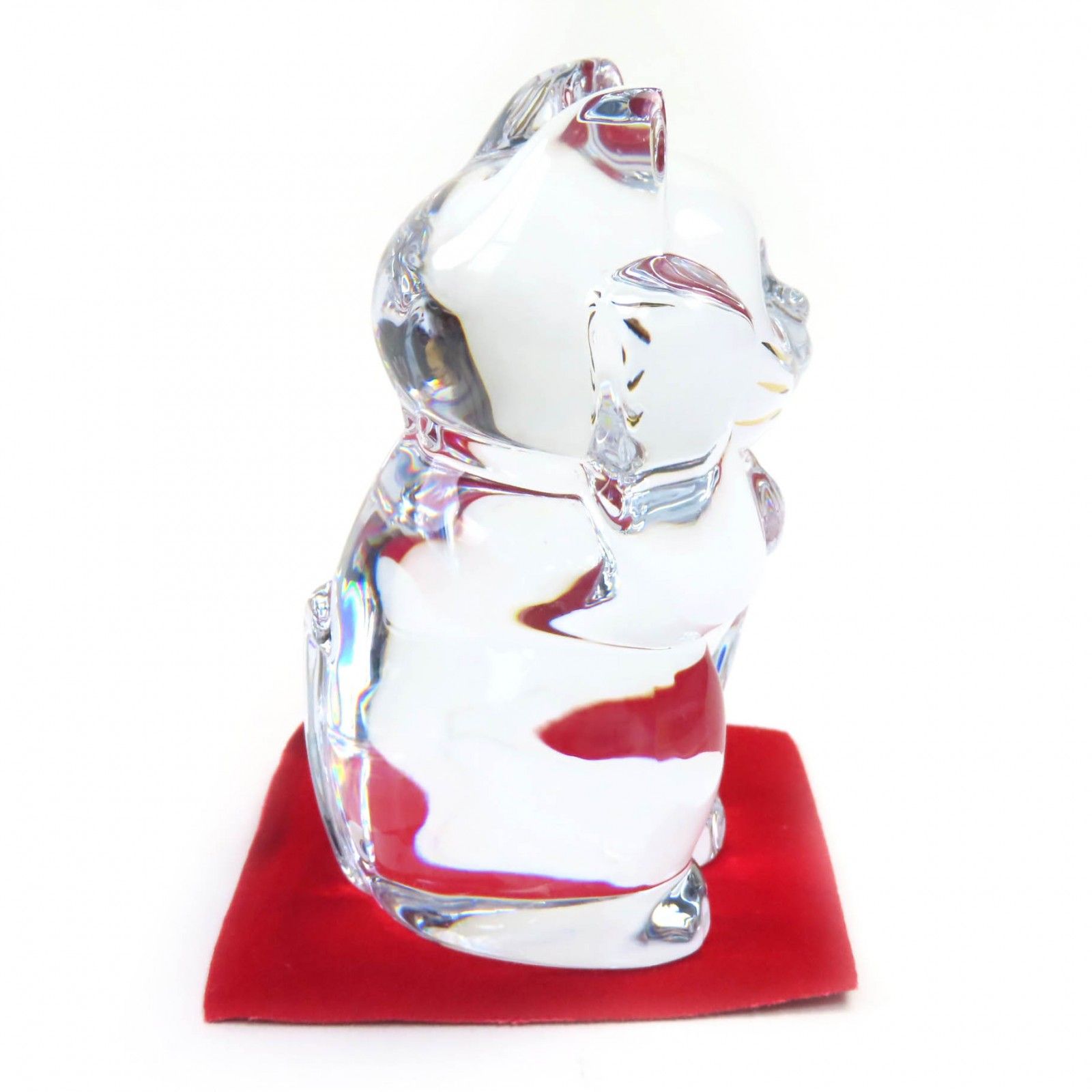極美品◇Baccarat バカラ ラッキーキャット クリスタル 招き猫 レッド 