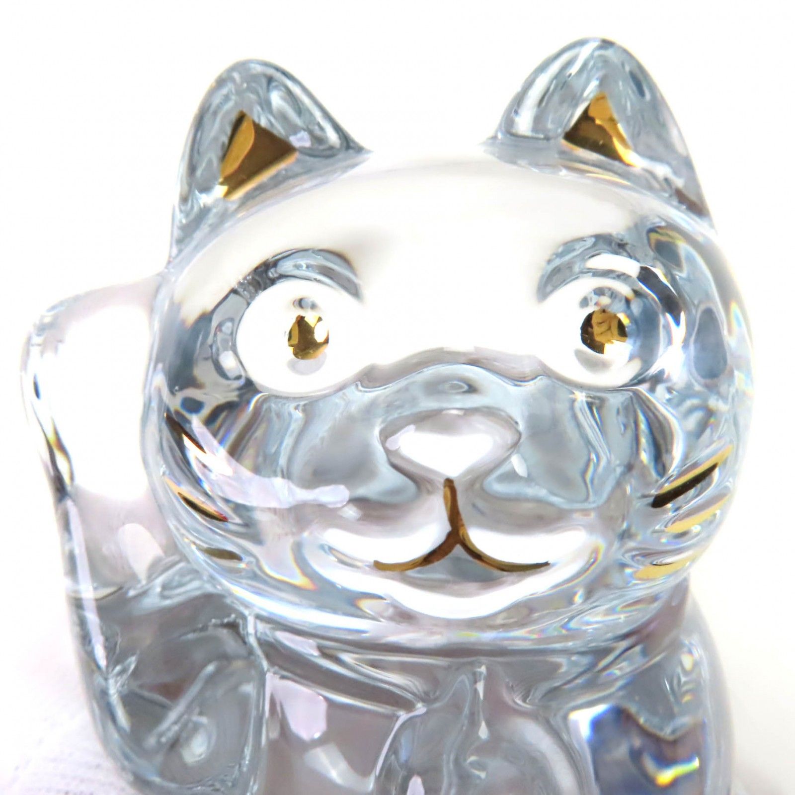 極美品◇Baccarat バカラ ラッキーキャット クリスタル 招き猫 レッド 