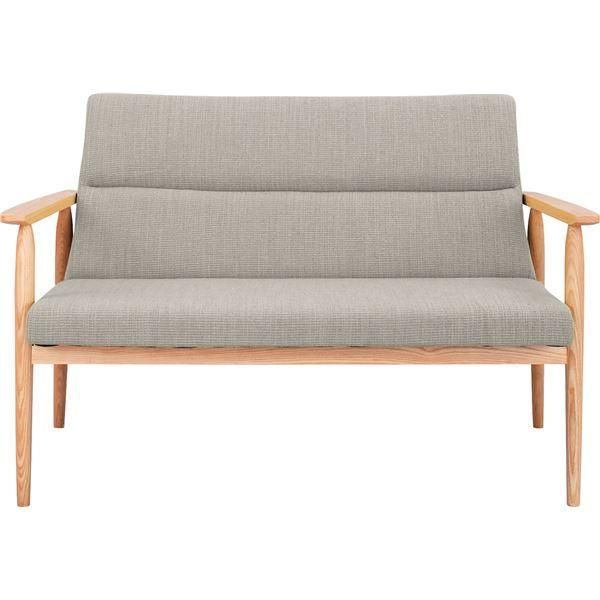 ダイニング ソファ 約幅117cm 2人掛け ベージュ 天然木 アッシュ 肘付き ソファー リビング インテリア家具 完成品