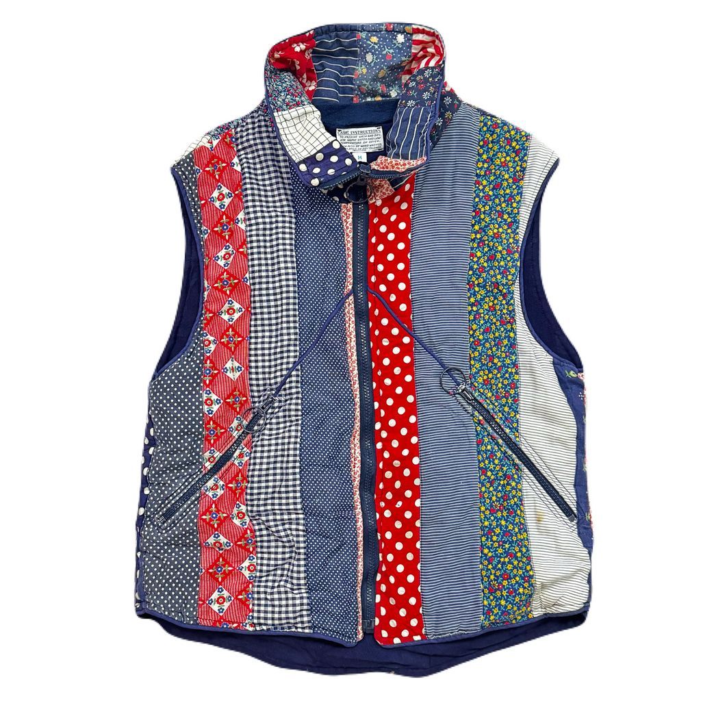 vintage patchwork quilting vest パッチワーク キルティングベスト 花