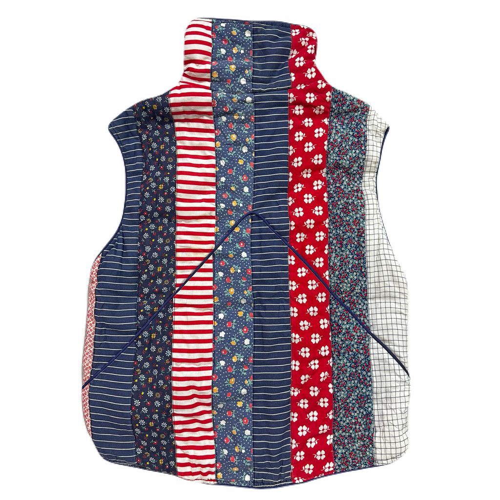 vintage patchwork quilting vest パッチワーク キルティングベスト 花