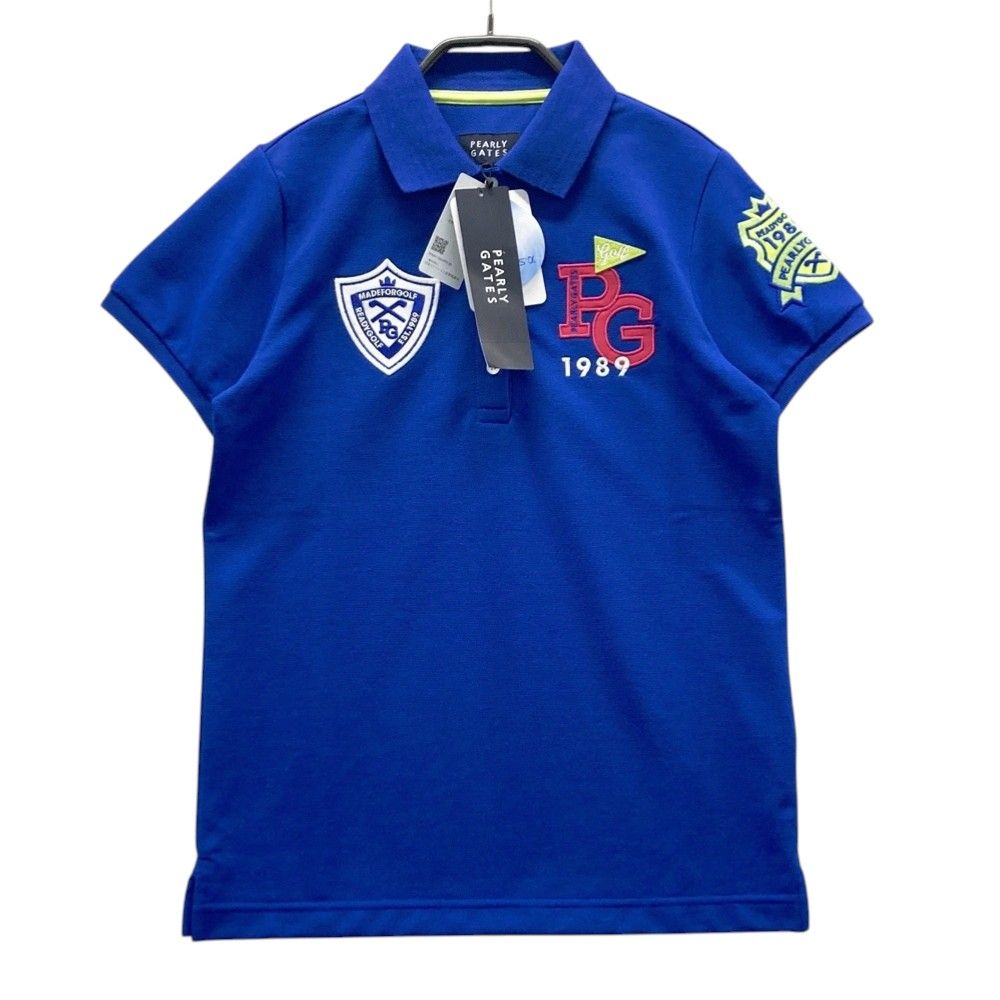 サイズ：0 PEARLY GATES パーリーゲイツ 半袖ポロシャツ 刺繍 ブルー系