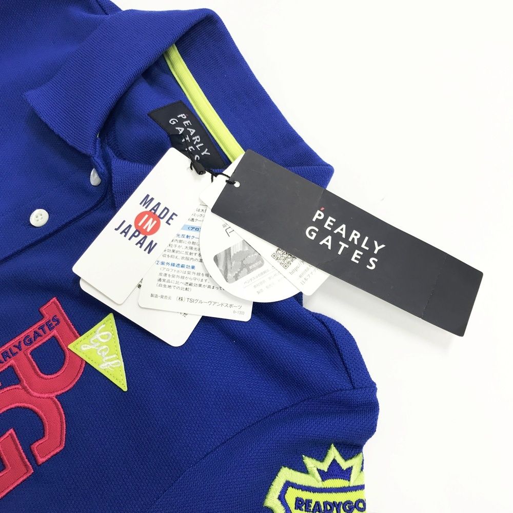 サイズ：0 PEARLY GATES パーリーゲイツ 半袖ポロシャツ 刺繍 ブルー系
