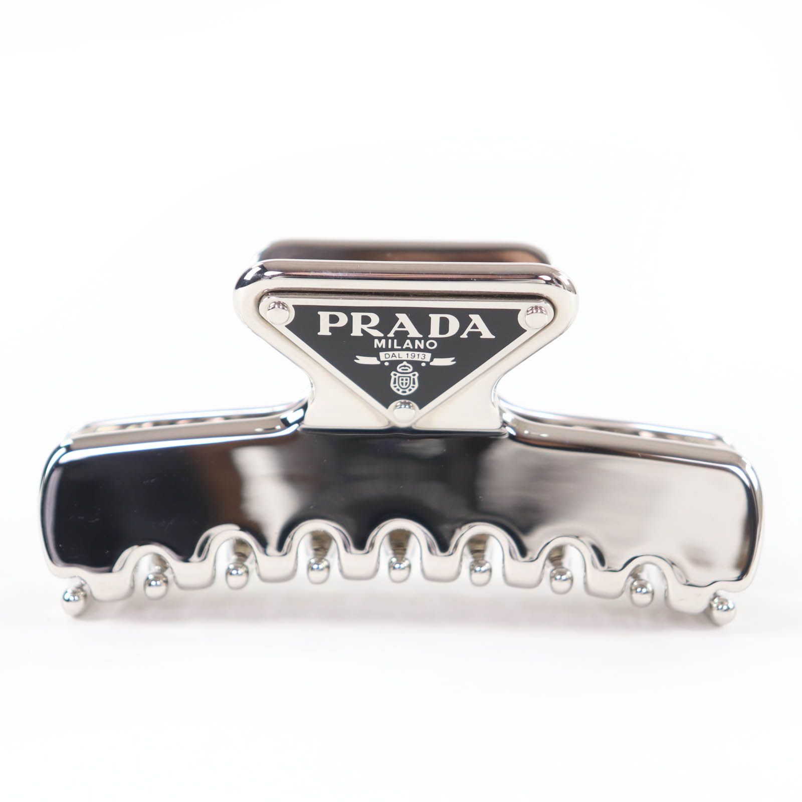 美品☆PRADA プラダ 1IF103 トライアングルロゴ ヘアクリップ バンス