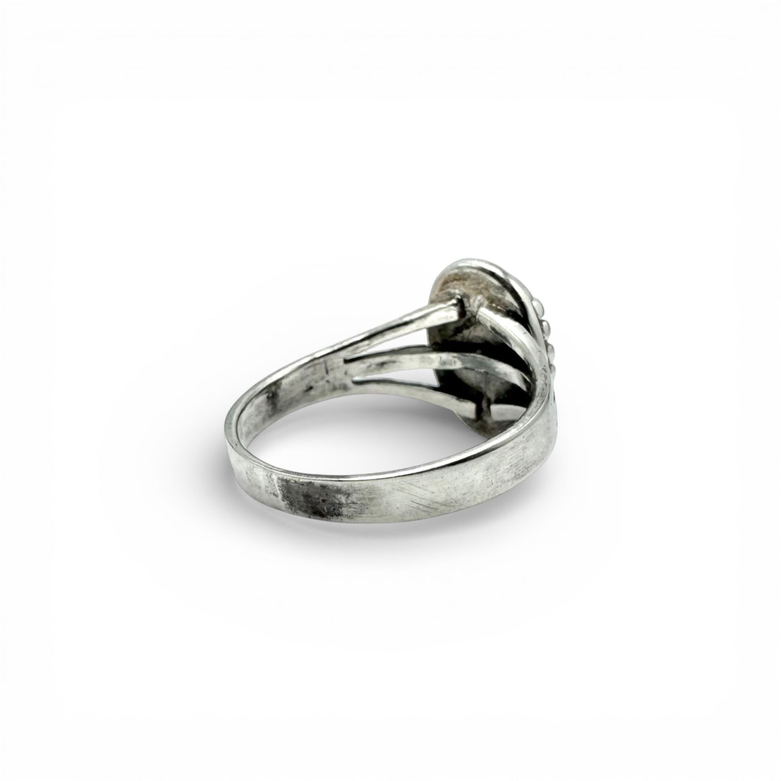 静謐な艶】ブラックオニキス Silver 925 刻印 90s Vintage Design Ring