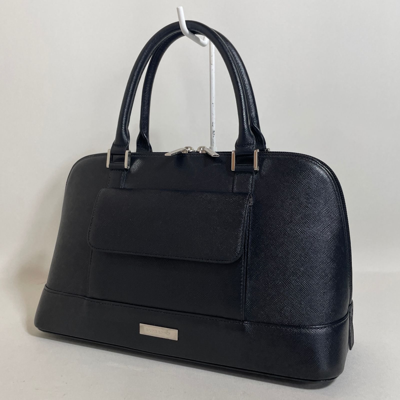 2602-78｜美品｜バーバリー ハンドバッグ ブラック ノバチェック