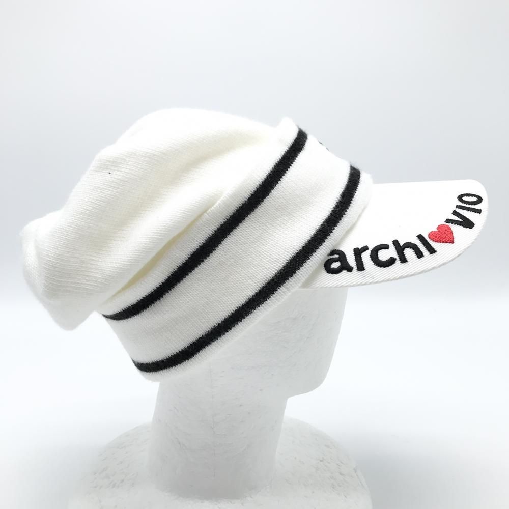 中古 アルチビオ archivio つば付ニット帽 白 ホワイト 3WAY ニット