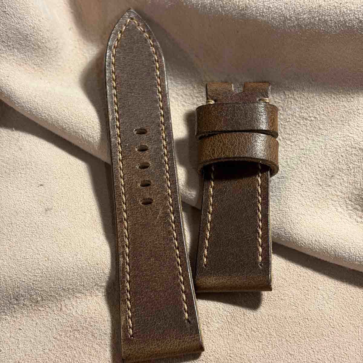 hor-252 HORWEEN ダービー / ブラウン 腕時計ベルト (ラグ24mm