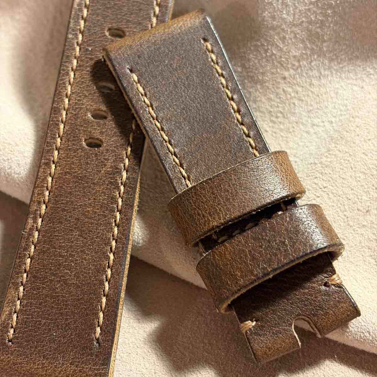 hor-252 HORWEEN ダービー / ブラウン 腕時計ベルト (ラグ24mm