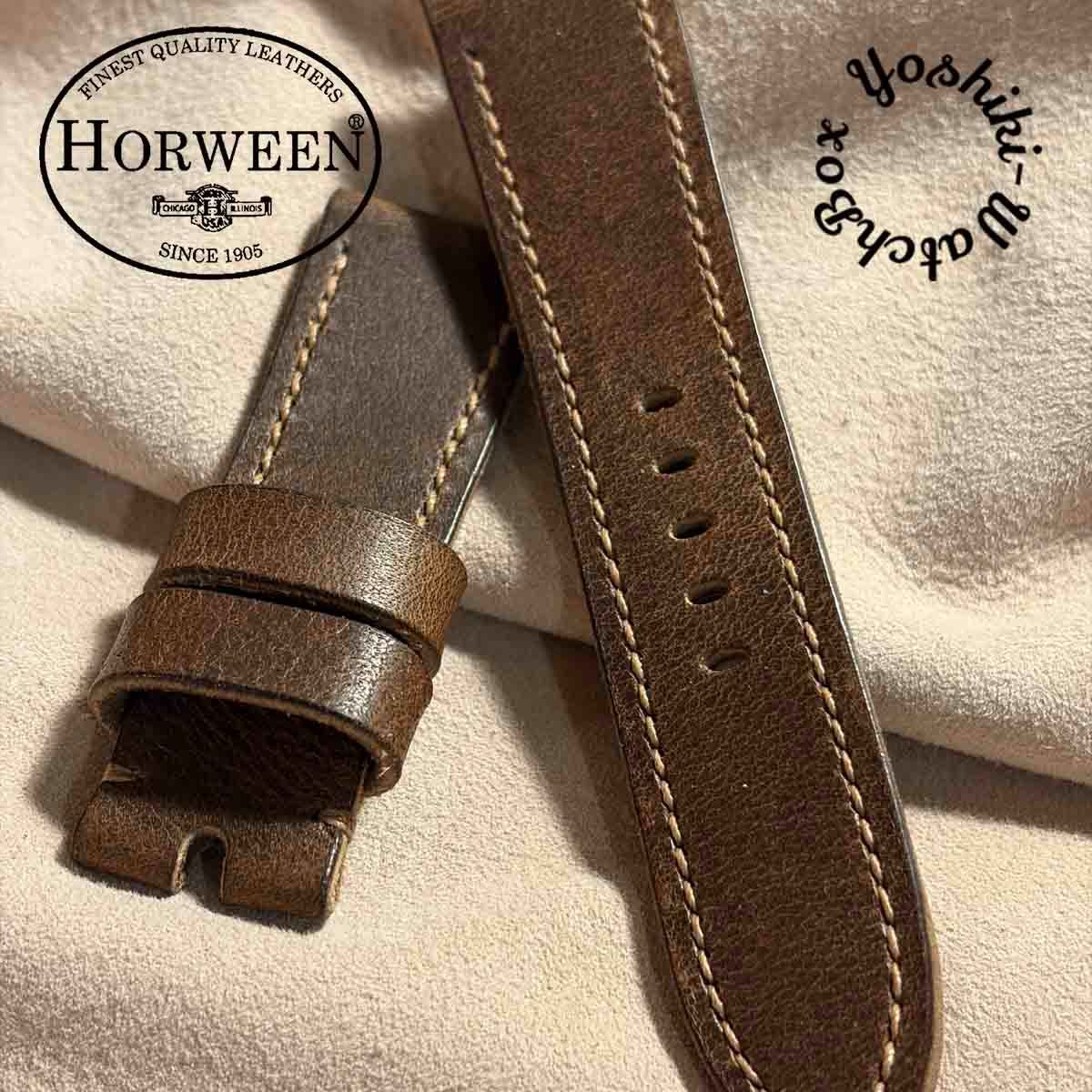 hor-252 HORWEEN ダービー / ブラウン 腕時計ベルト (ラグ24mm