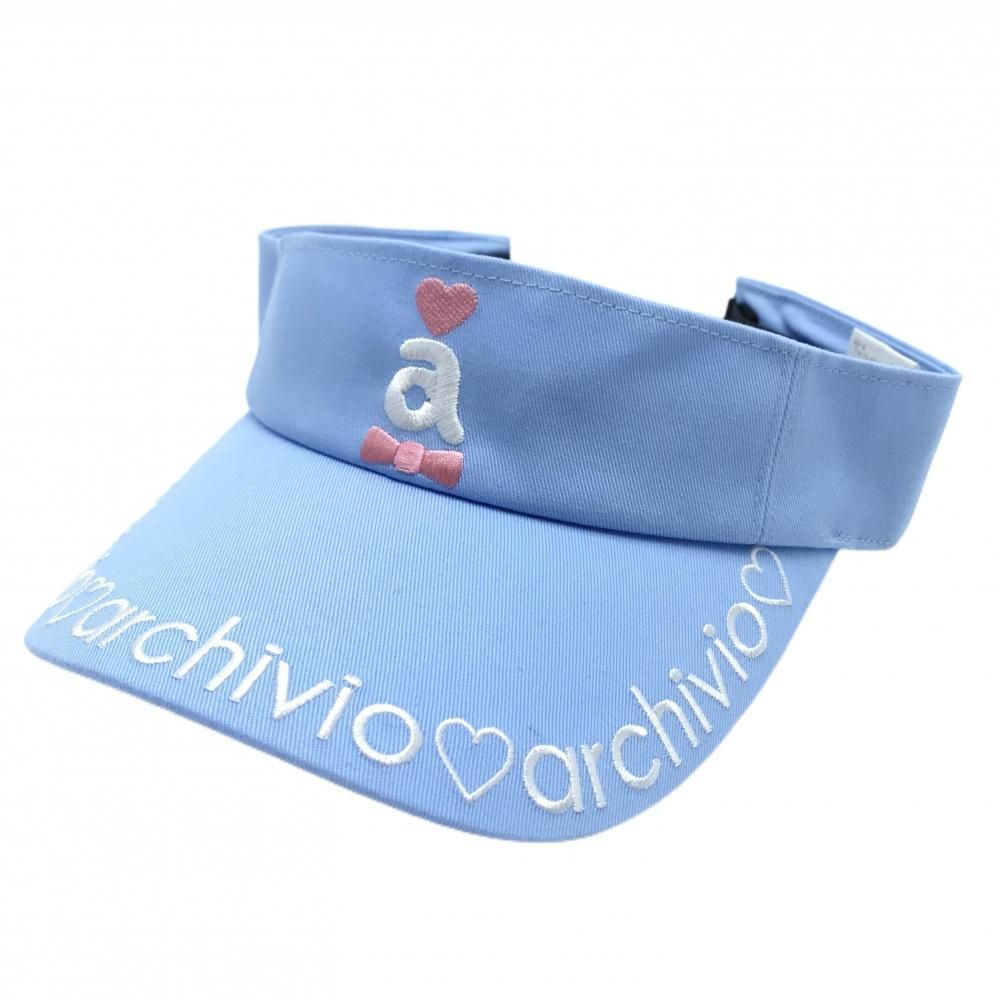 超美品】アルチビオ サンバイザー ライトブルー×白 つば刺しゅう