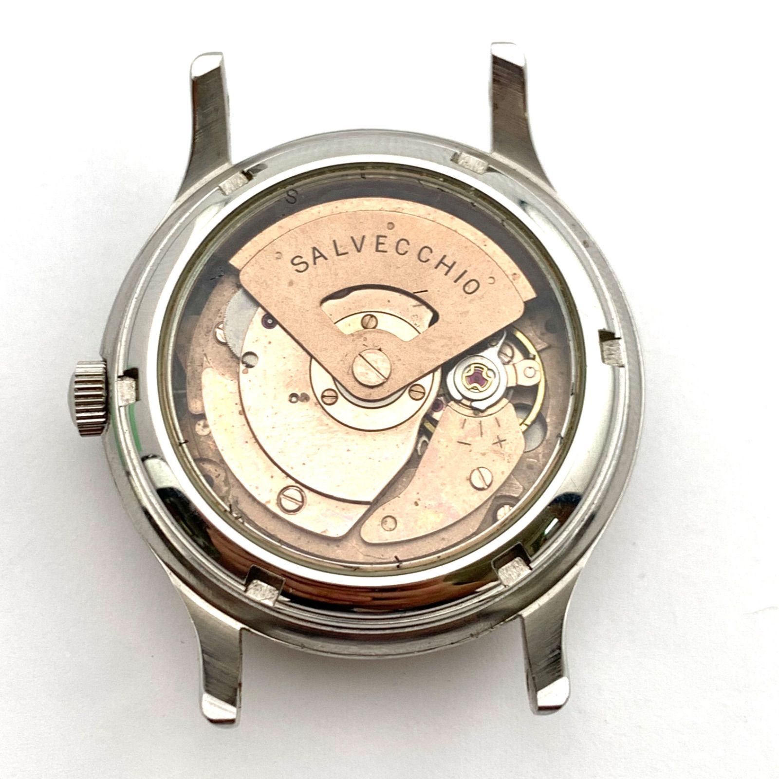 ジャンク】SALVECCHIO ITALY 21 JEWELS 自動巻き腕時計 クリーム色 