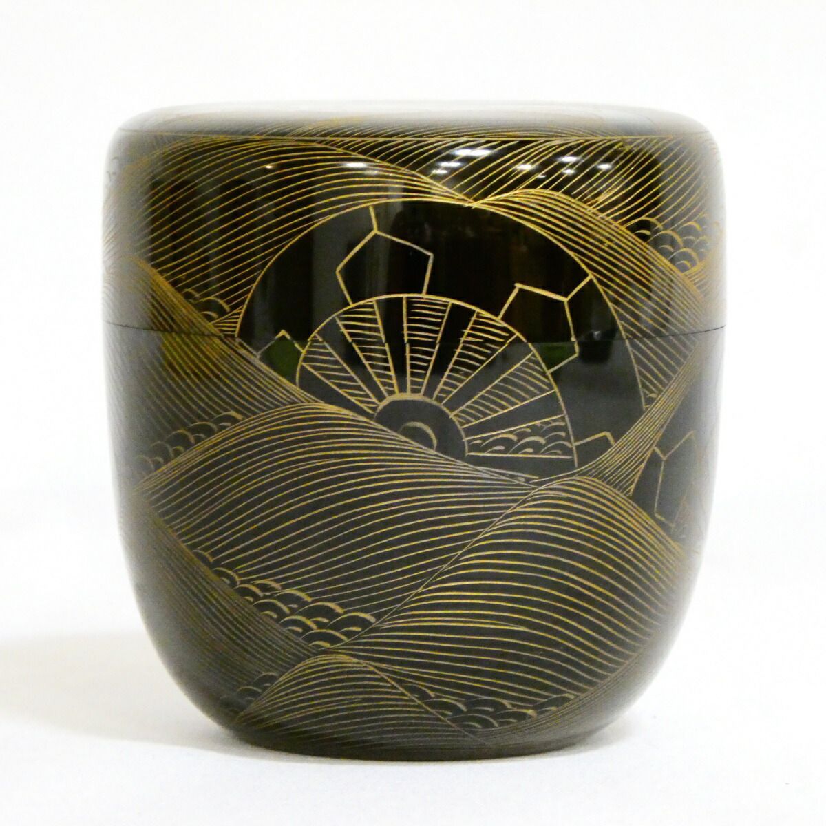 二月の特売品】蒔絵師 月峯作 源氏波 沈金 棗 茶道具 【中古・美品