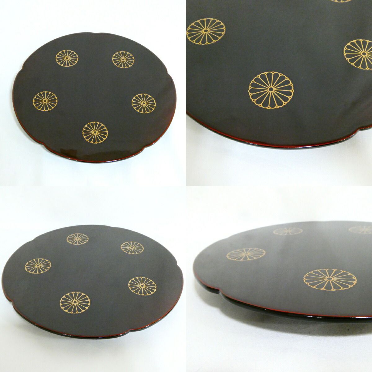 二月の特売品】輪島塗師 廣江好則作 菊花紋 菓子盆【中古 美品