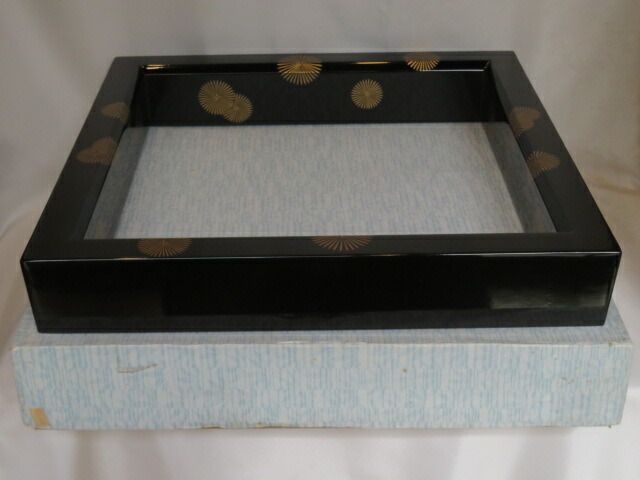 決算）お稽古用！木製真塗 唐松蒔絵 蝋色炉縁A 【税込・送料込】【中古