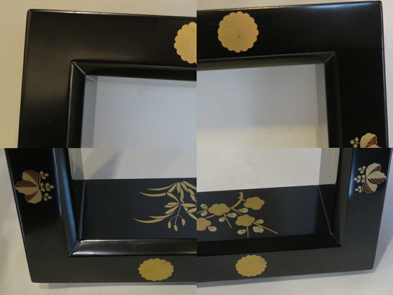 決算）お稽古用！木製黒真塗炉縁 高台寺四君子蒔絵 【税込・送料込