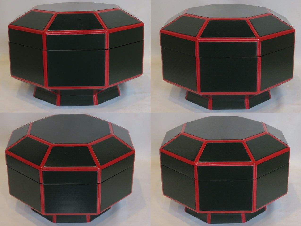 決算）山中塗 助田宗明作 独楽 一閑塗 青漆爪紅 八角喰篭 表千家 菓子