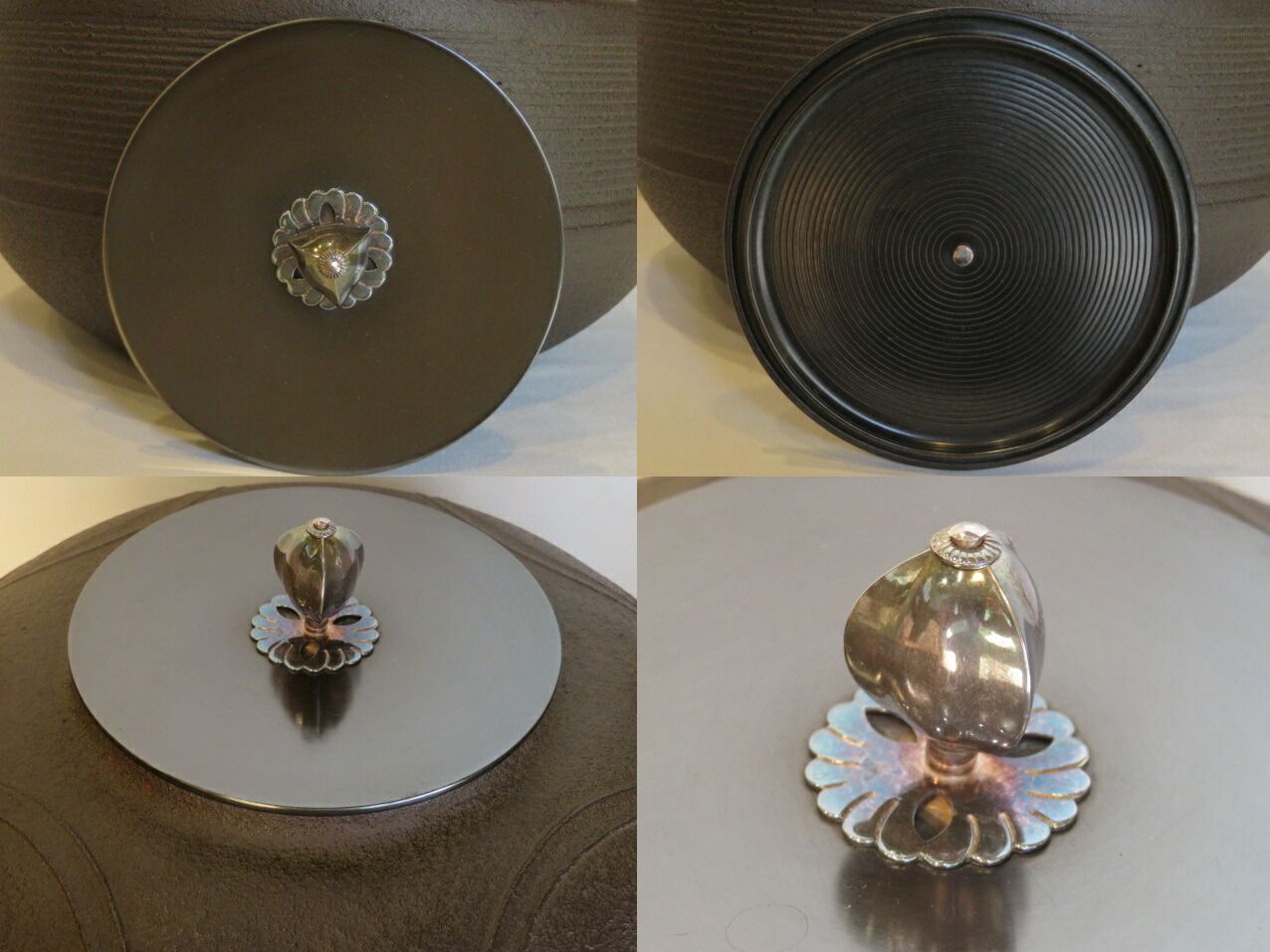 決算）山形県釜師 菊地政光作 炉用 鵬雲斎好写 七宝筋釡 南鐐摘【税込