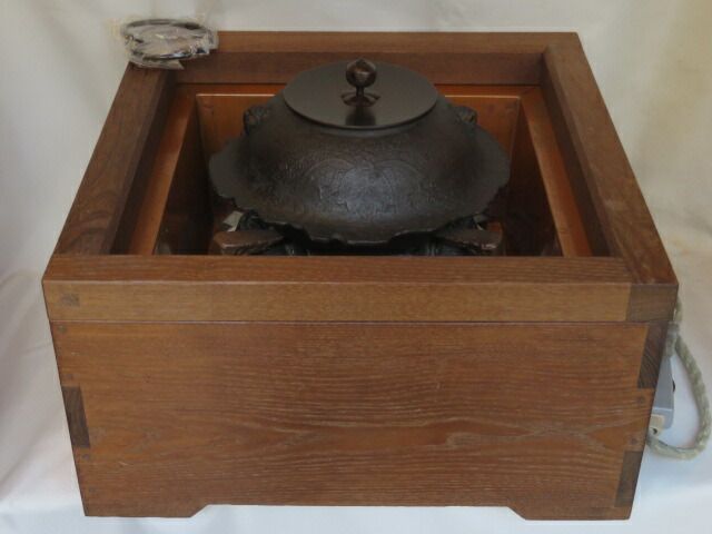 決算）女桑置炉と笠形 置炉釜と釜鐶と野々田電熱器600W フルセット