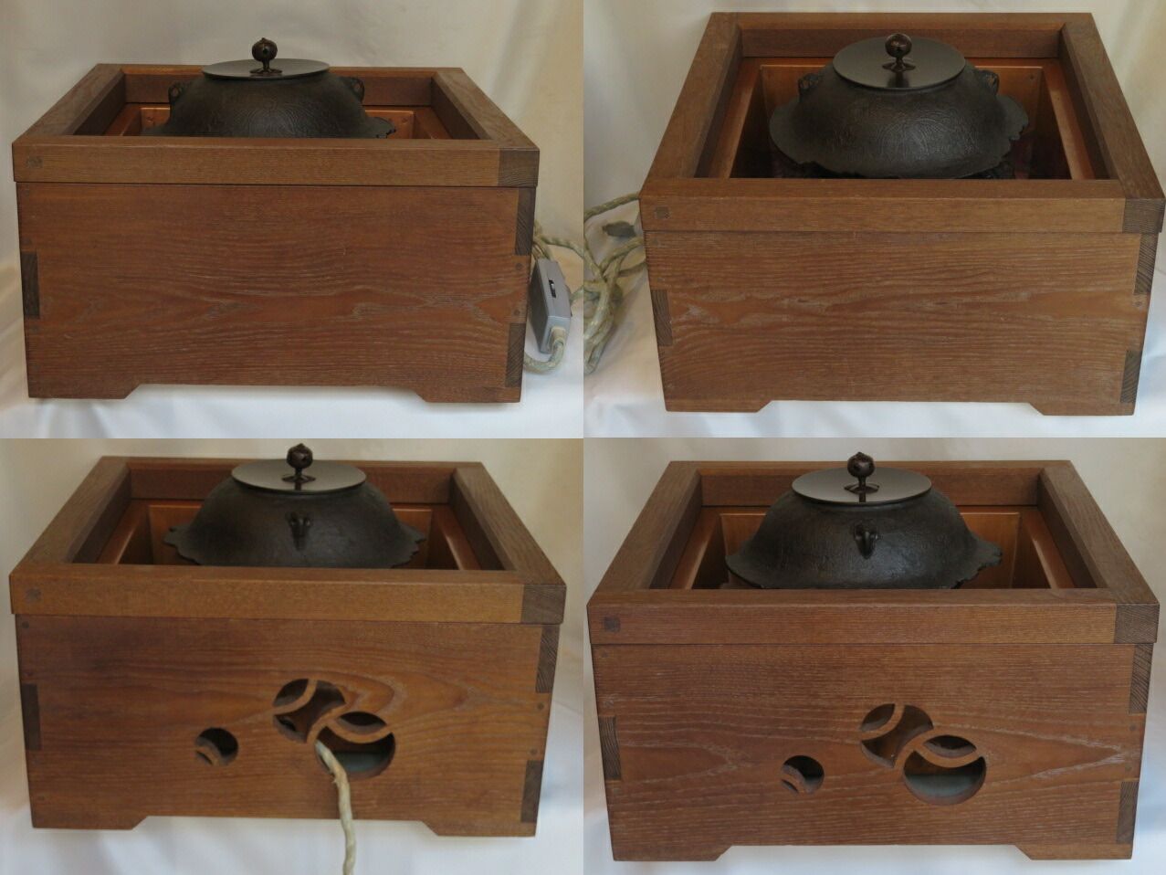 決算）女桑置炉と笠形 置炉釜と釜鐶と野々田電熱器600W フルセット