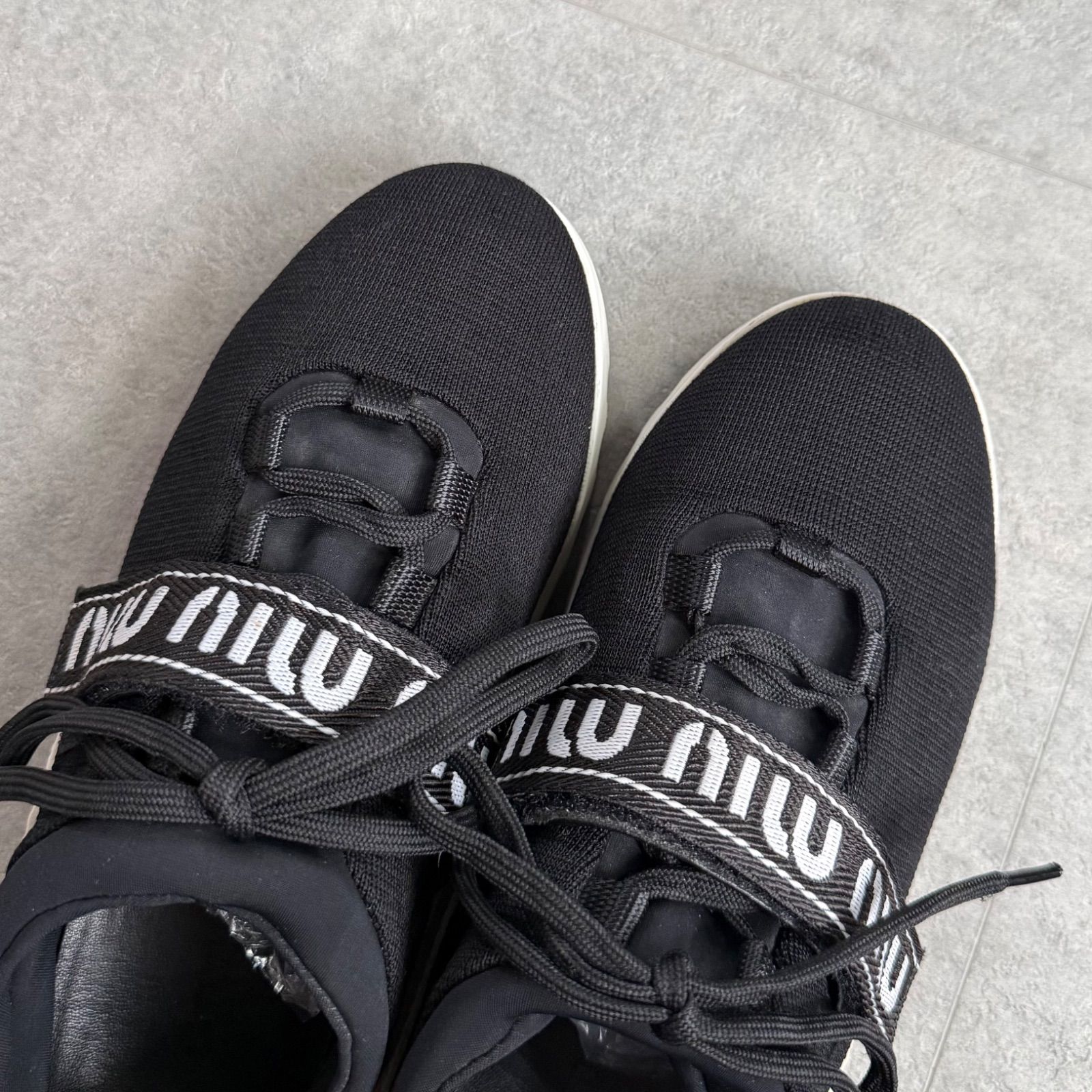 MIU MIU ミュウミュウ ロゴ厚底スニーカー ブラック 黒 34 1/2