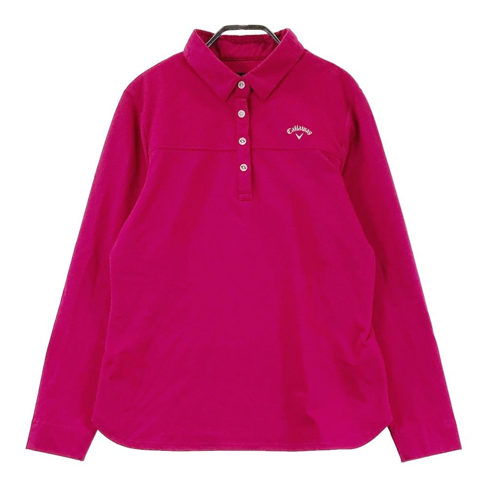 サイズ：LL CALLAWAY キャロウェイ 長袖ポロシャツ 裏起毛 ピンク系