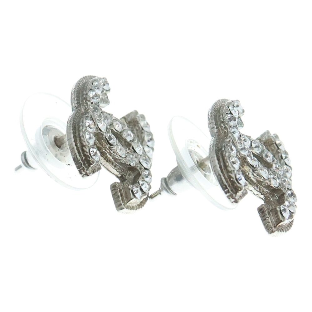 CHANEL (シャネル) ココマーク ラインストーン ピアス シルバー A12V