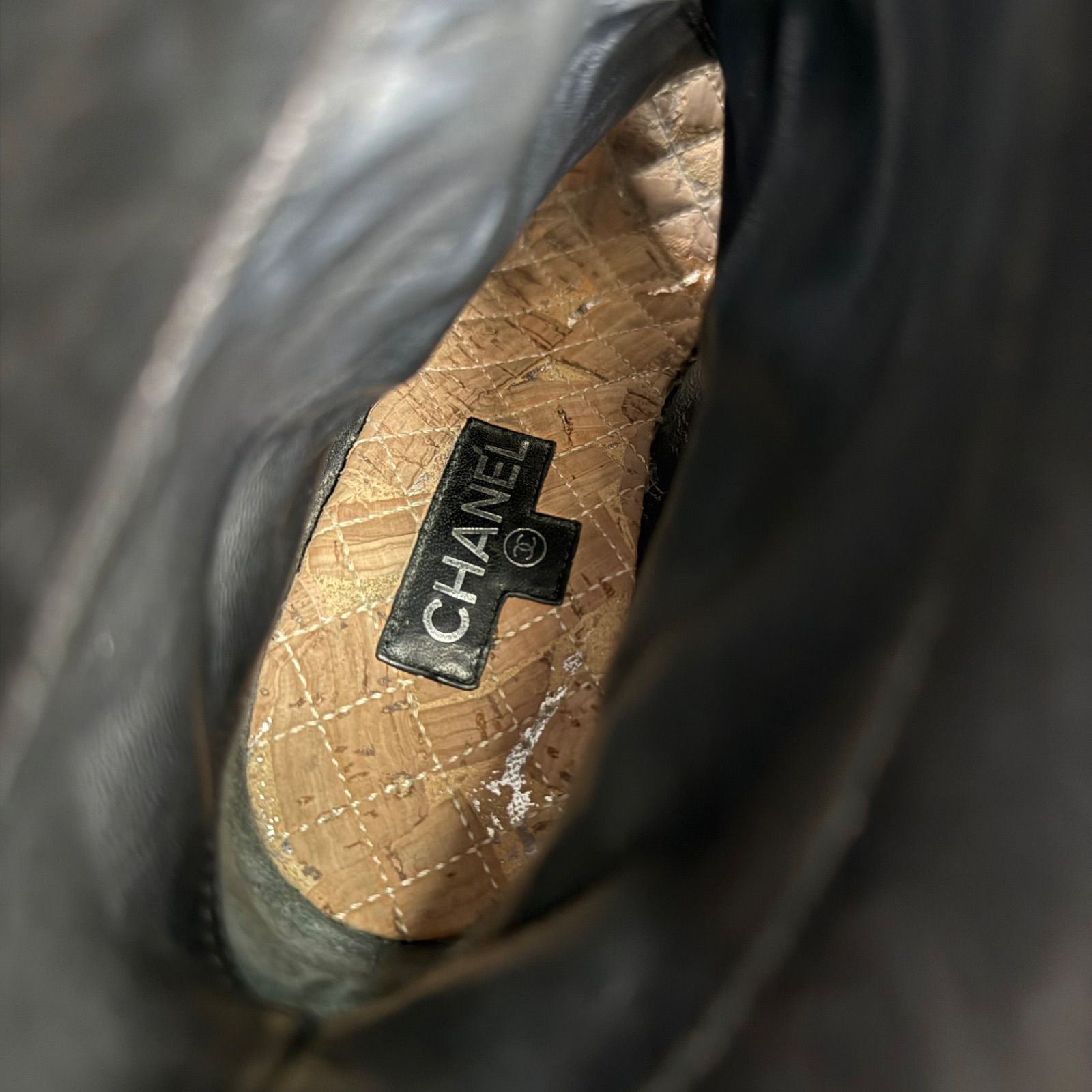 CHANEL シャネル ココマーク ウェジソールブーツ オープントゥー