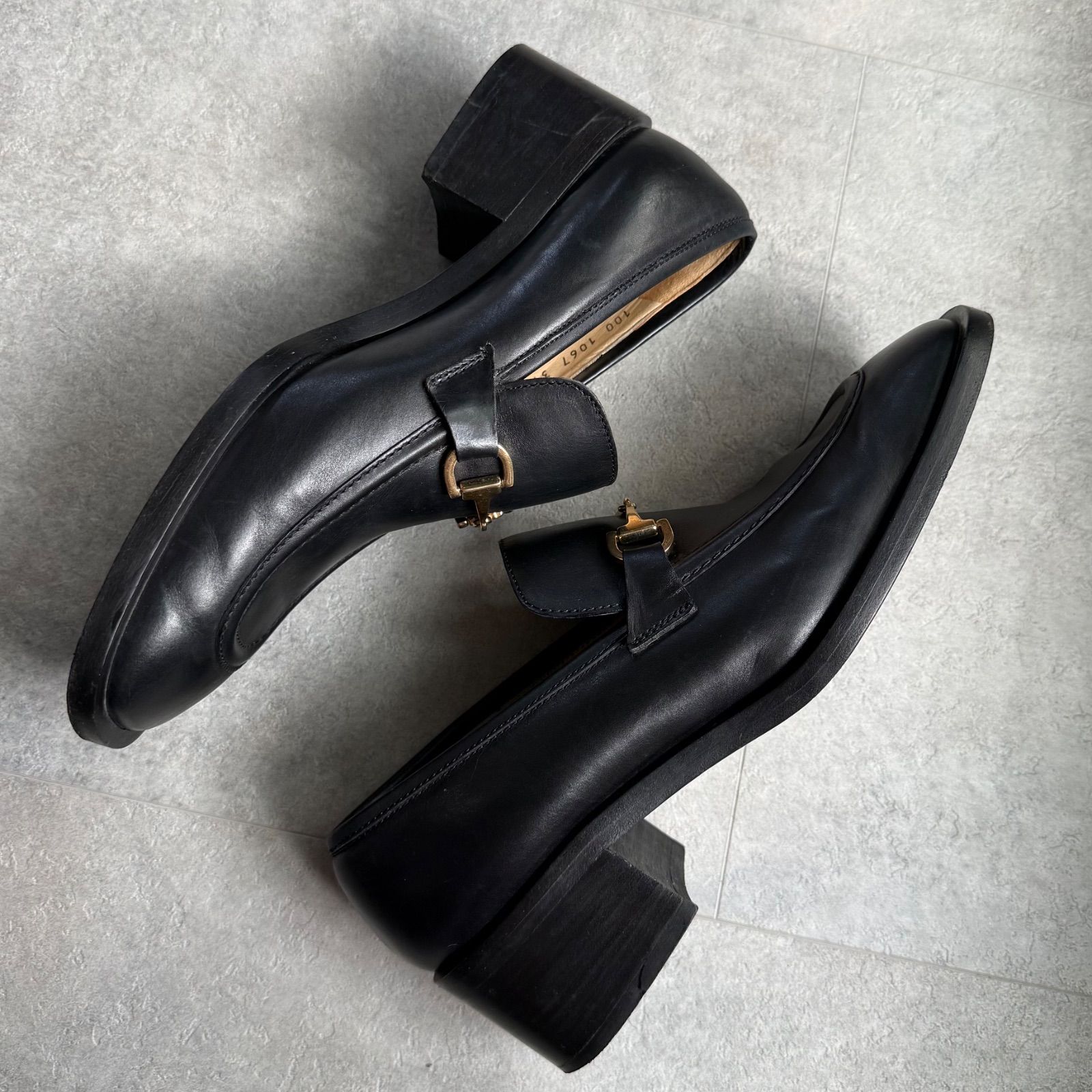 美品 GUCCI グッチ ホースビットローファー スクエアトゥ レザー
