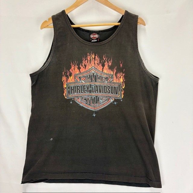 HARLEY DAVIDSON MOTOR CYCLES プリント 00年代 タンクトップ BORO