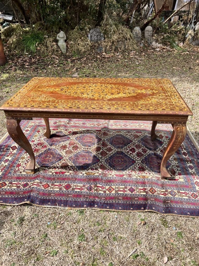 ビンテージ家具 象嵌ローテーブル 机 居間に最適 古家具 ヴィンテージ